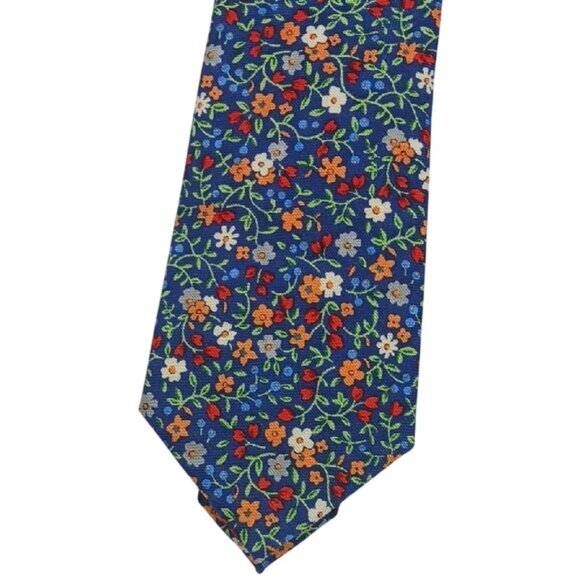 Goodfellow & Co Neck Tie Mens Blue Multi Floral Pointed Woven Colorful - Picture 1 of 5
